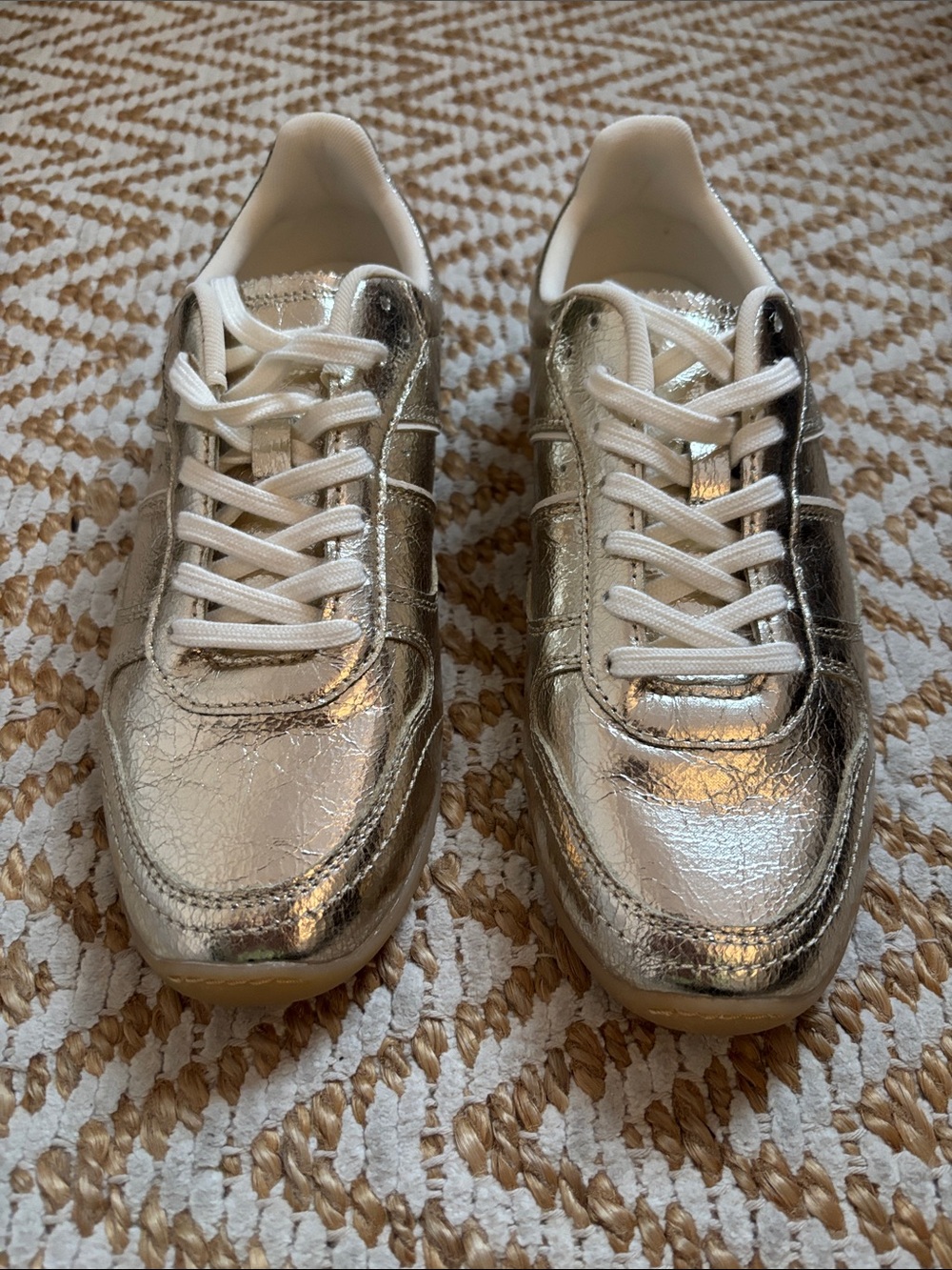 NWOT Zara Metallic Gold Effect Sneaker